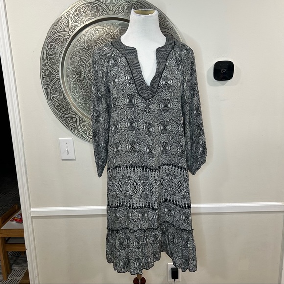 Tolani Black And White Pattern Mid-Length Dress-Size L - Picture 6 of 11